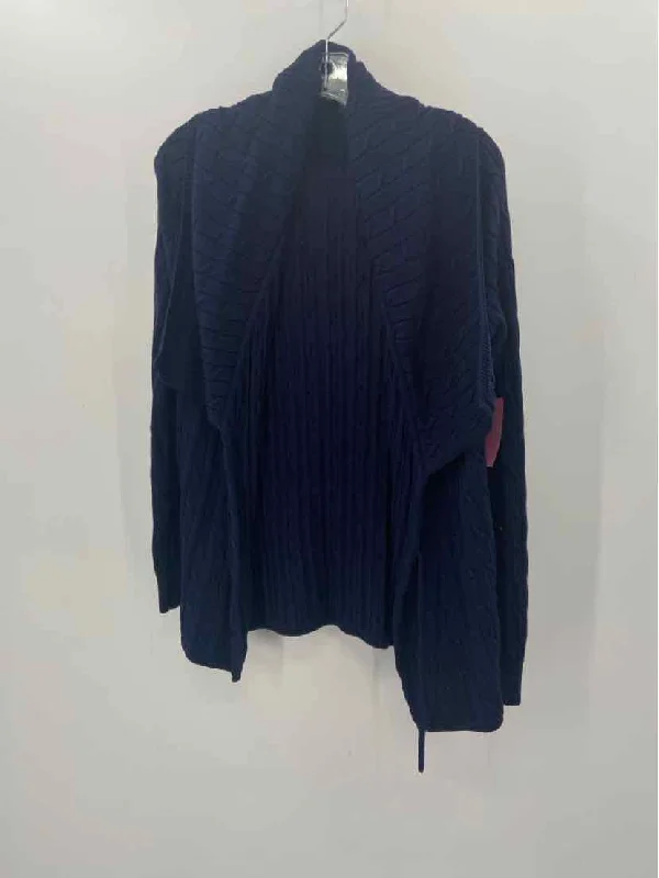 Pre-Owned Ralph Lauren Blue Label Navy Size Medium Cotton Cardigan Sweater Chenille Brocade Lace Pre-Owned Ralph Lauren Blue Label Navy Size Medium Cotton Cardigan Sweater Chenille Brocade Lace