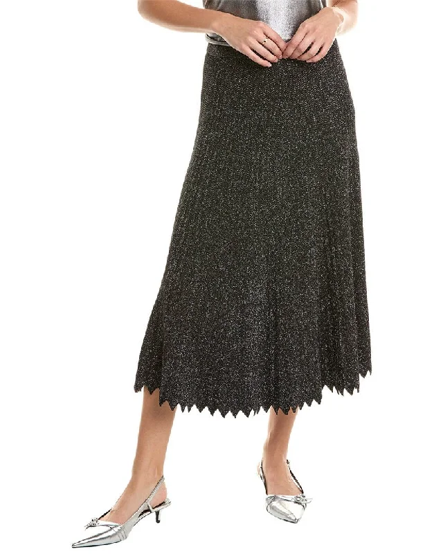 Elie Tahari Lurex Midi Skirt ruffled skirt detail