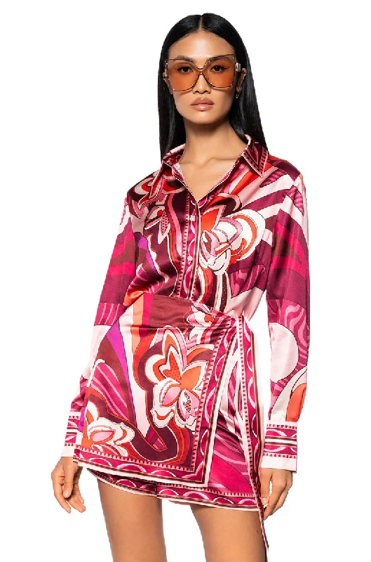 FEELING OTHERWORLDLY PRINTED TOP AND SKIRT SET velvet skirt luxurious
