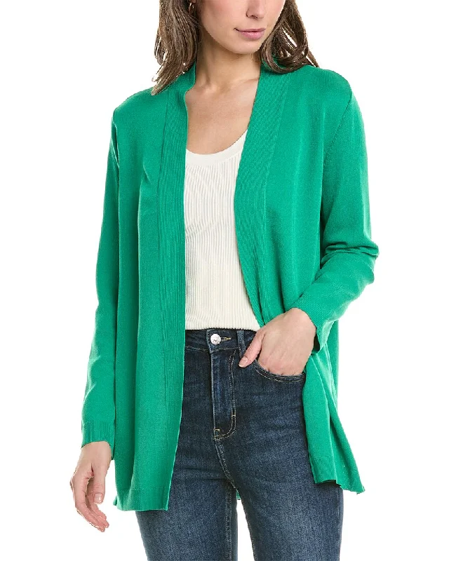 Jones New York Open Front Cardigan Transparent Opaque Sheer