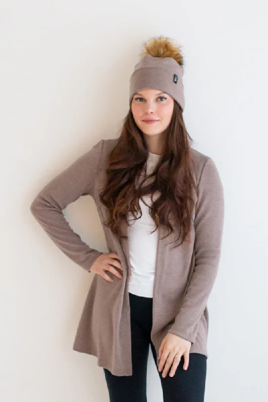 Merino Wool Cardigan Beige Velvet Chenille Corduroy