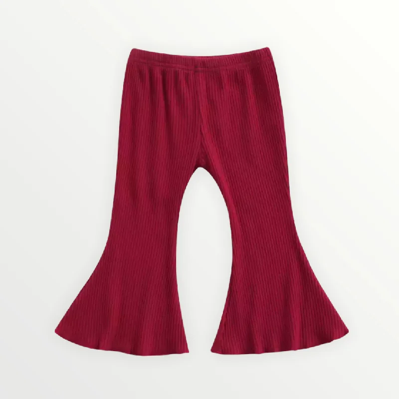 Claire | Flare Pants - Red Relaxed Fit Trousers