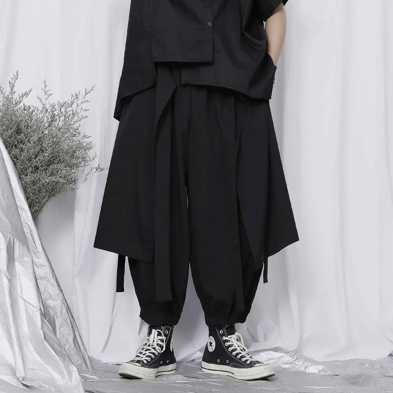 Black Oversized Loose Cropped Pants Comfortable Denim Trousers