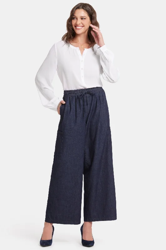 Whitney Pull-On Cargo Ankle Pants  - Bay Blue Comfortable Jogging Pants