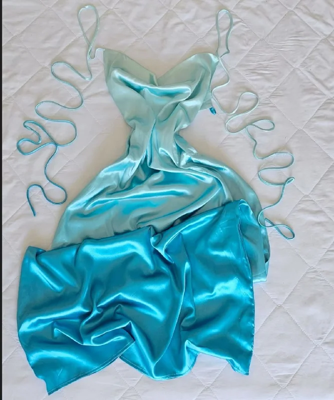 Blue Straps Sheath Satin Long Party Dress Simple Fashion Summer Dress, DP4920 Tunics Trousers formal Blue Straps Sheath Satin Long Party Dress Simple Fashion Summer Dress, DP4920 Tunics Trousers formal