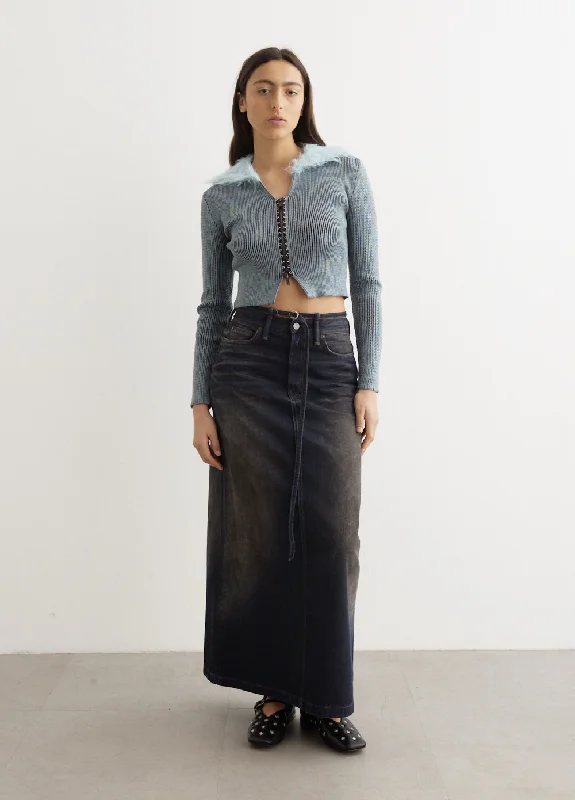Lace-Up Knit Cardigan Notch Collar Peter Pan Collar Cowl Neck