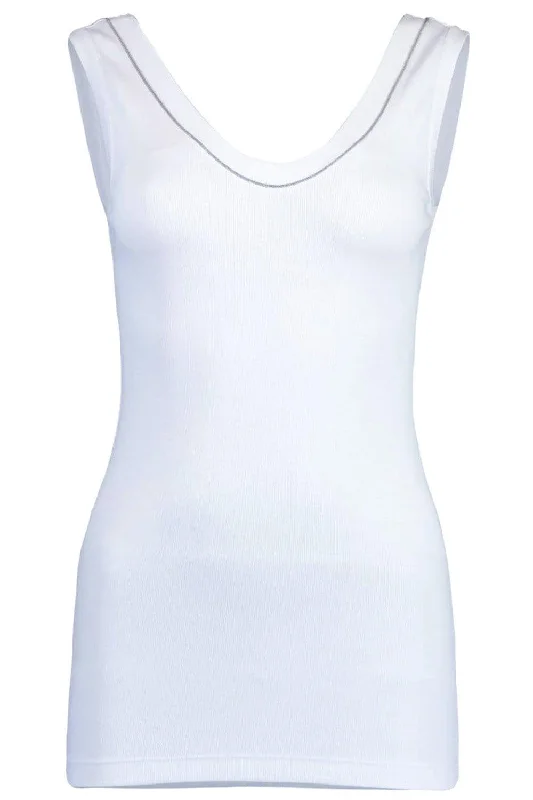 Monili Trim Tank - White spandex blend tank