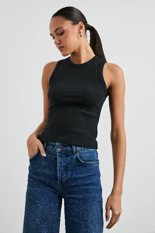 THE RACER TANK - TRUE BLACK lace back tank