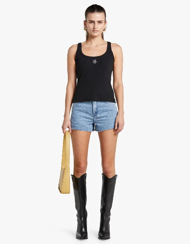 V&W Tank - Black flirty tank top