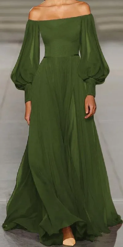 Green party dress with lantern sleeves solid off the shoulder prom dress c2539 Tunics Summer linen Green party dress with lantern sleeves solid off the shoulder prom dress c2539 Tunics Summer linen