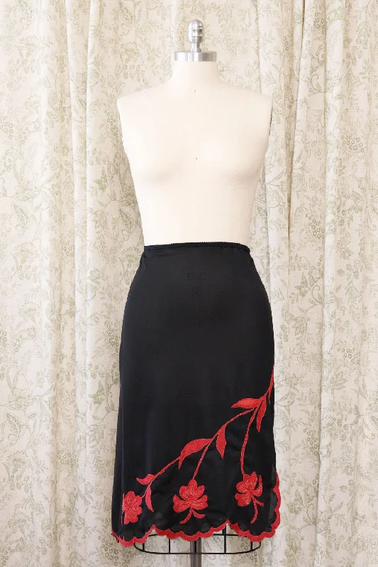 1940s Hibiscus Slip Skirt XS/S denim skirt durable