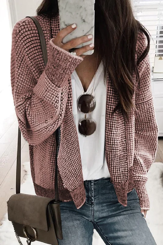 Autumn Winter Cable Knit Long Cardigan Spandex Blend Rayon Blend Denim Blend