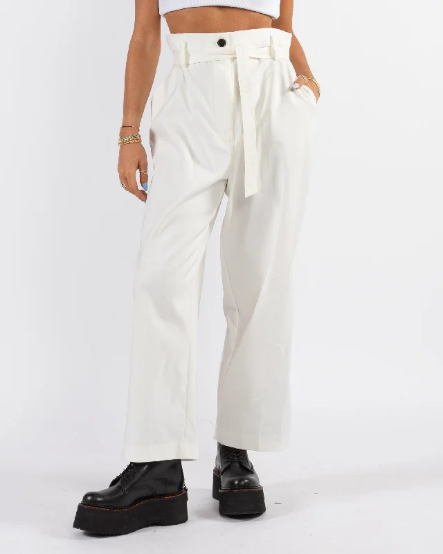 Paper Bag Cropped Pants Comfy High-Waist Jeans