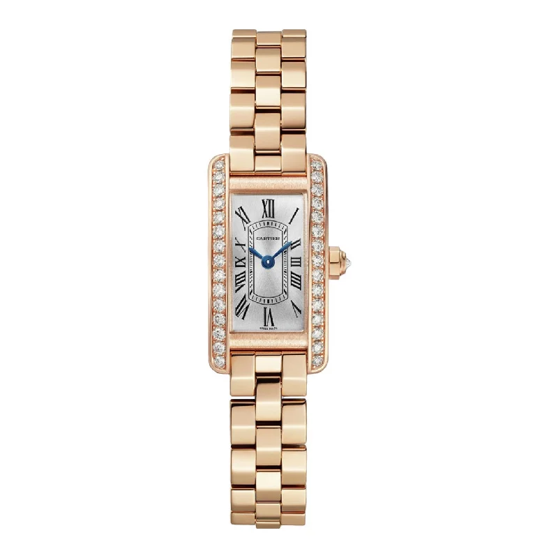 Cartier Tank Americaine 28mm Women's watch - Ref: WJTA0043 - Silver Roman Dial & Diamond Bezel, 18K Rose Gold Bracelet chic tank top Cartier Tank Americaine 28mm Women's watch - Ref: WJTA0043 - Silver Roman Dial & Diamond Bezel, 18K Rose Gold Bracelet chic tank top