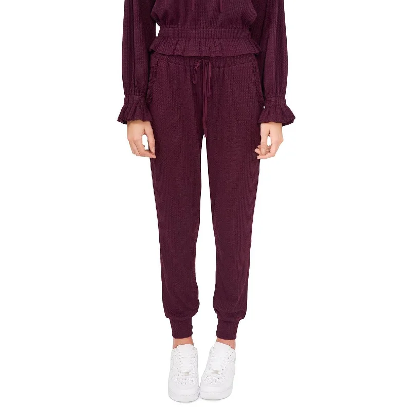 Riley & Rae Womens Rowan Waffle Knit High Rise Jogger Pants Trendy Palazzo Pants