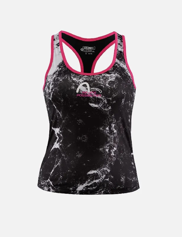 Allover Print Y-Back Stretch Tank solid color tank
