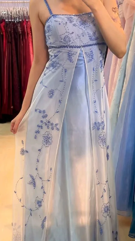 Ombre Spaghetti Straps A-Line Beading Long Prom Dress Vintage Party Dress, DP4844 Pencil Length Work Ombre Spaghetti Straps A-Line Beading Long Prom Dress Vintage Party Dress, DP4844 Pencil Length Work