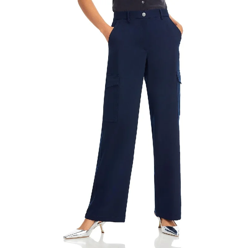 Theory Womens Solid Textured Cargo Pants High-Waist Jeans