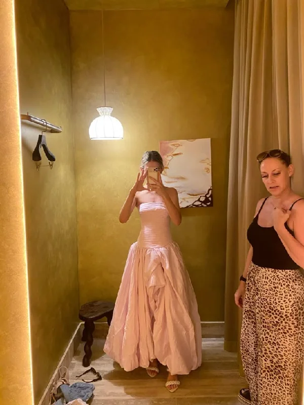 Light Pink Strapless A-Line Fashion Long Party Dress Wedding Guest Dress, DP4903 Tunics Winter warm Light Pink Strapless A-Line Fashion Long Party Dress Wedding Guest Dress, DP4903 Tunics Winter warm