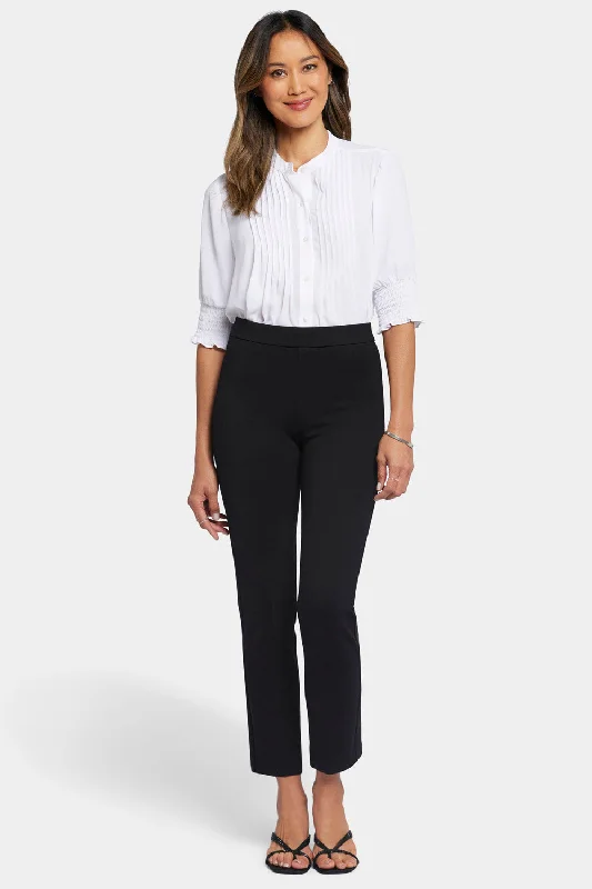 Pull-On Slim Ankle Trouser Pants - Black Comfy Zip-Up Pants