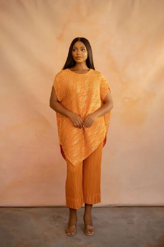 GLITTER ZUKI PANT SET - ORANGE Relaxed Casual Leggings