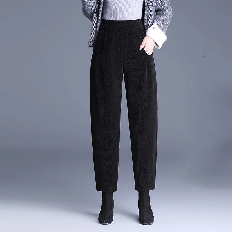 Plush High Waist Loose Thickened Corduroy Harem Pants High-Waist Jeans