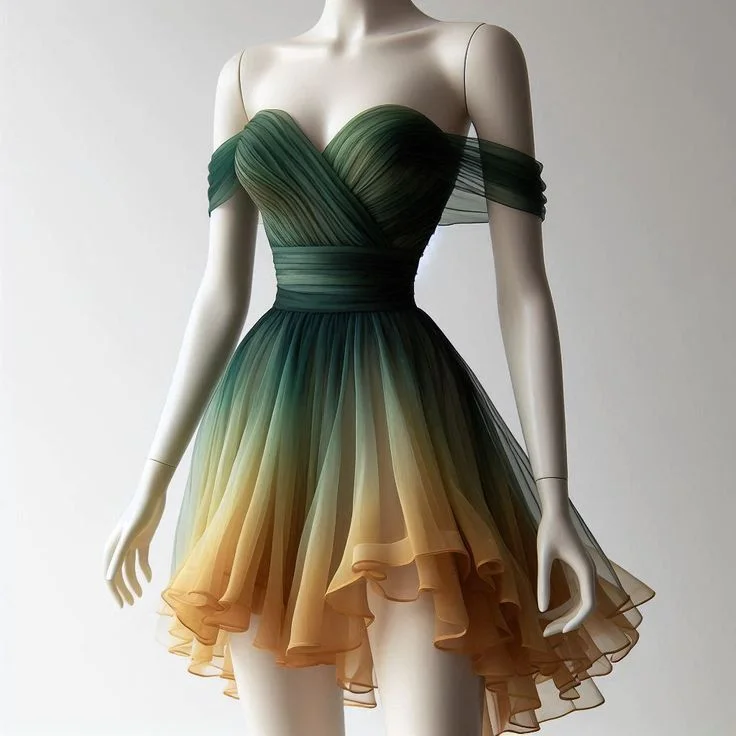 Green Off Shoulder A-Line Ombre Chiffon Short Party Dress Homecoming Dress, DP4820 Tunics Polka dots Green Off Shoulder A-Line Ombre Chiffon Short Party Dress Homecoming Dress, DP4820 Tunics Polka dots