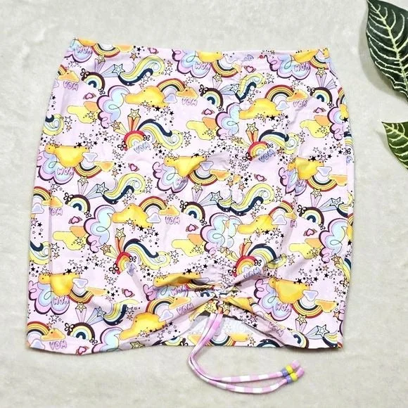 Natalie Fairyfloss Skirt | Bright Fun Colors & Graphics Front Pull wool skirt sturdy