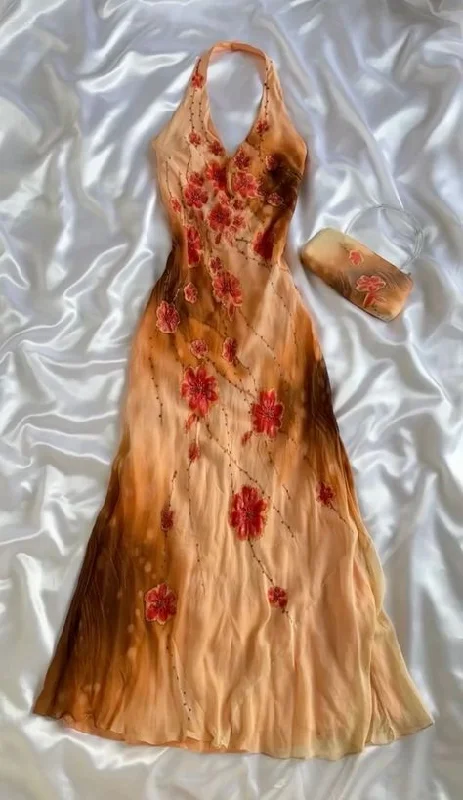 Orange Ombre Halter Sheath Beading Long Party Dress Vintage Evening Dress, DP4878 Tunics Versatile stylish Orange Ombre Halter Sheath Beading Long Party Dress Vintage Evening Dress, DP4878 Tunics Versatile stylish