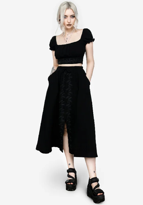 Vine Textured Midi Skirt chiffon skirt airy