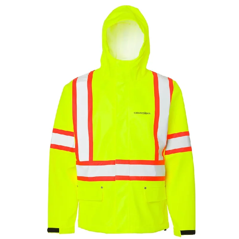 Grundéns Men's Neptune CSA Class 2 Hi-Vis Waterproof Hooded Commercial Fishing Jacket Front Pockets Side Pockets Patch Pockets Grundéns Men's Neptune CSA Class 2 Hi-Vis Waterproof Hooded Commercial Fishing Jacket Front Pockets Side Pockets Patch Pockets