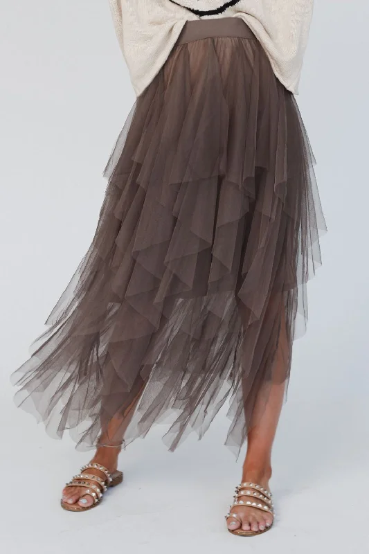 Boho Ballerina Skirt - Mocha linen skirt natural