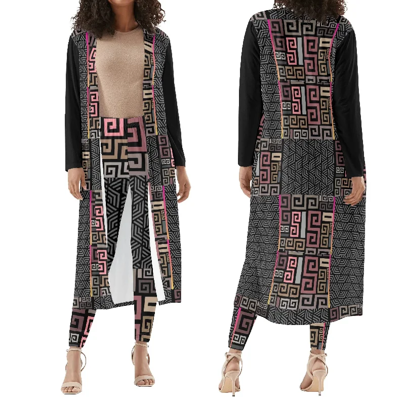 Squared Womens Long Sleeve Cardigan and Leggings Outfit Sets Tailored Straight A-Line