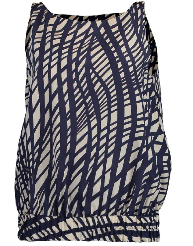Smocked Hem Print Tank Top turquoise tank top