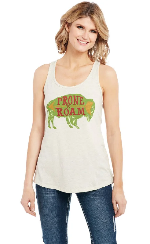 Cowgirl Up Womens Prone To Roam Heather Oatmeal Cotton Blend S/L Tank Top ivory tank top