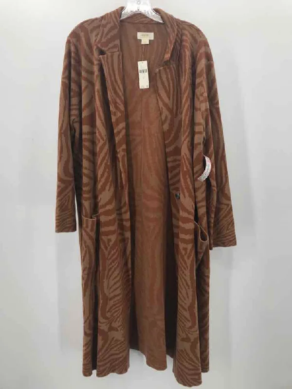 Pre-Owned Maeve Tan Size Large Long Cardigan Sweater Zippered Front Buttoned Front Snap Front Pre-Owned Maeve Tan Size Large Long Cardigan Sweater Zippered Front Buttoned Front Snap Front
