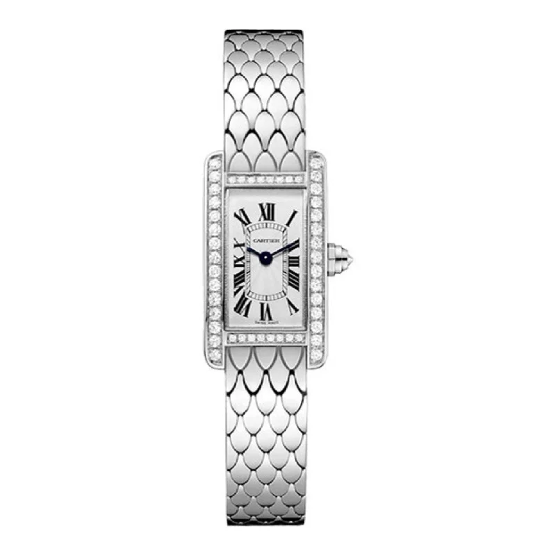 Cartier Tank Americaine 27mm Women's watch - Ref: WB710013 - Silver Roman Dial & Diamond Bezel, 18K White Gold Bracelet fashionable tank top Cartier Tank Americaine 27mm Women's watch - Ref: WB710013 - Silver Roman Dial & Diamond Bezel, 18K White Gold Bracelet fashionable tank top