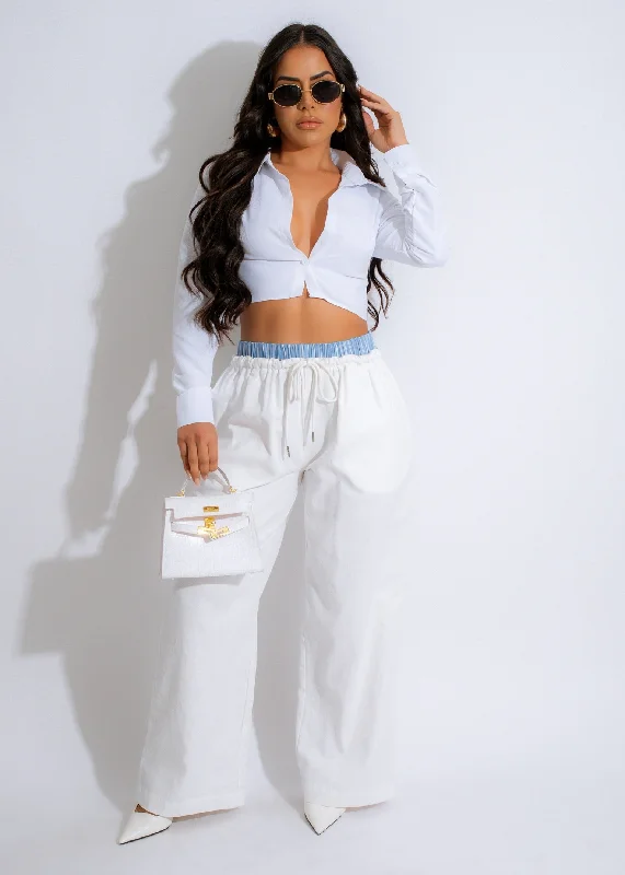 Real Girl Stripes Pant White Stylish Elastic Waist Pants