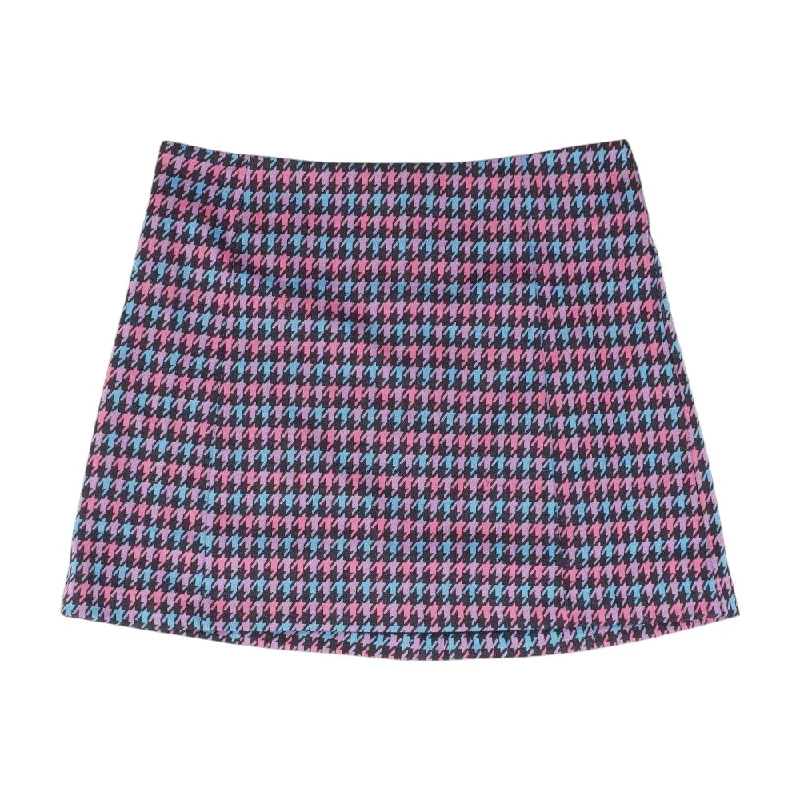 Pink Houndstooth Midi Skirt wool skirt warm