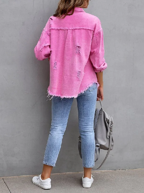 Autumn Distressed Denim Jacket Faux Fur Jacket Real Fur Jacket Shearling Jacket