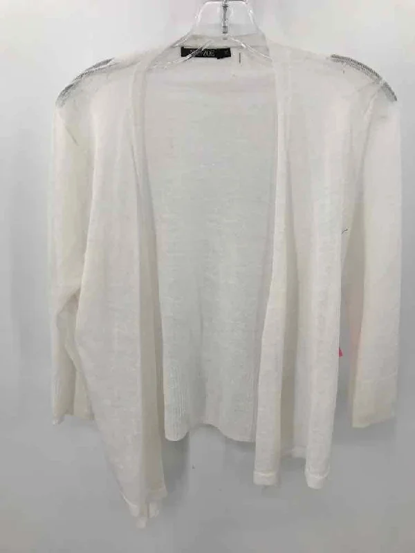 Pre-Owned Nic + Zoe White Size Small P Cardigan Sweater Velvet Chenille Corduroy