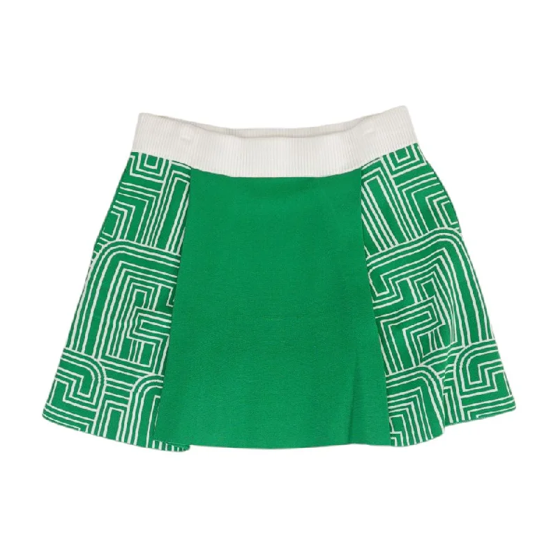 Green Geometric Mini Skirt lace skirt intricate