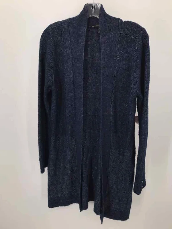Pre-Owned WHBM Blue Size Medium Cardigan Sweater Plaid Cardigan Polka Dot Checkered
