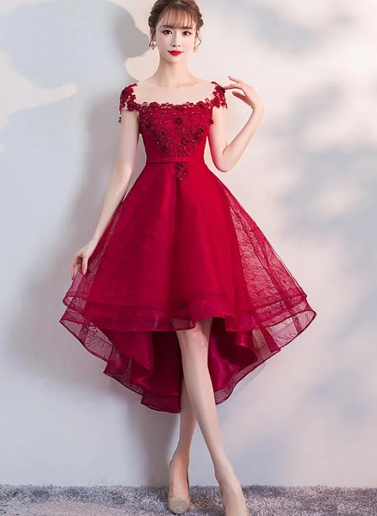 Beautiful Red Cap Sleeves High Waist Party Dress, Red Homecoming Dress Tunics Sale discount Beautiful Red Cap Sleeves High Waist Party Dress, Red Homecoming Dress Tunics Sale discount
