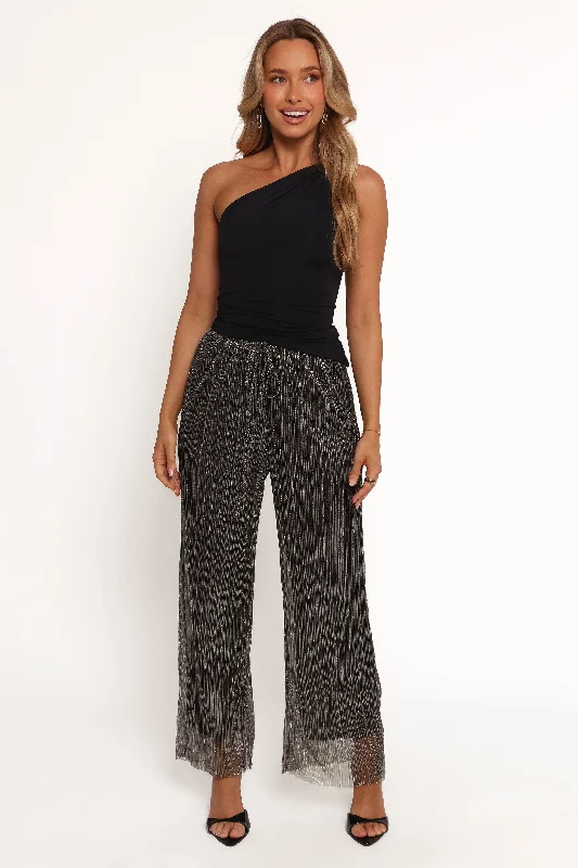 Nila Sheer Pant - Black Gold Relaxed Casual Leggings