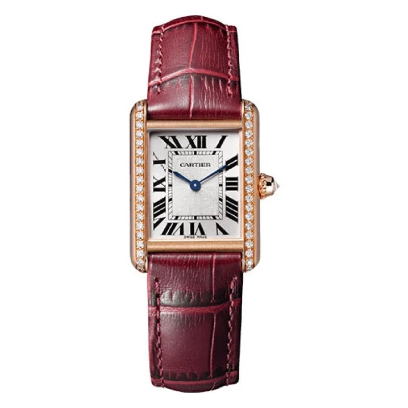 Cartier Tank Louis 29.5mm Women's watch - Ref: WJTA0037 - Silver Roman Dial & Diamond Bezel in 18K Rose Gold Case, Claret Alligator Strap soft tank top Cartier Tank Louis 29.5mm Women's watch - Ref: WJTA0037 - Silver Roman Dial & Diamond Bezel in 18K Rose Gold Case, Claret Alligator Strap soft tank top