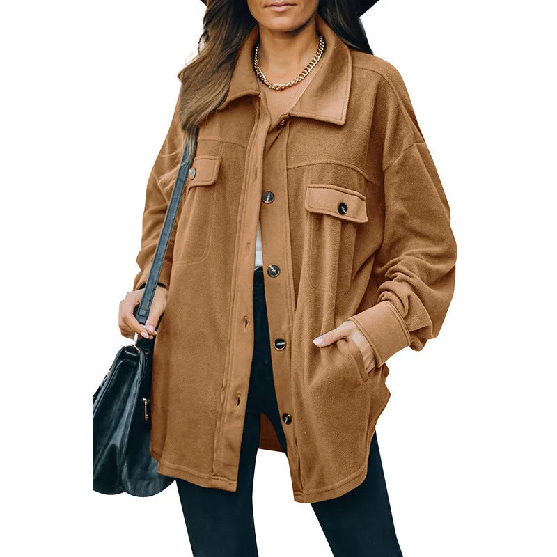 New Lapel Fleece-breasted Cardigan Jacket Shirt Layered Multi-layer Single Layer