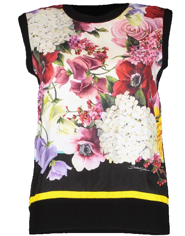 Silk Floral Front Tank chic tank top