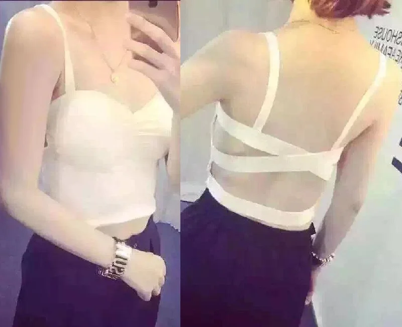 Maxbell Maxbell Sexy Women Cut Bra Crop Bustier Corset Tops Tank Top Blouse White 1955 glitter tank top