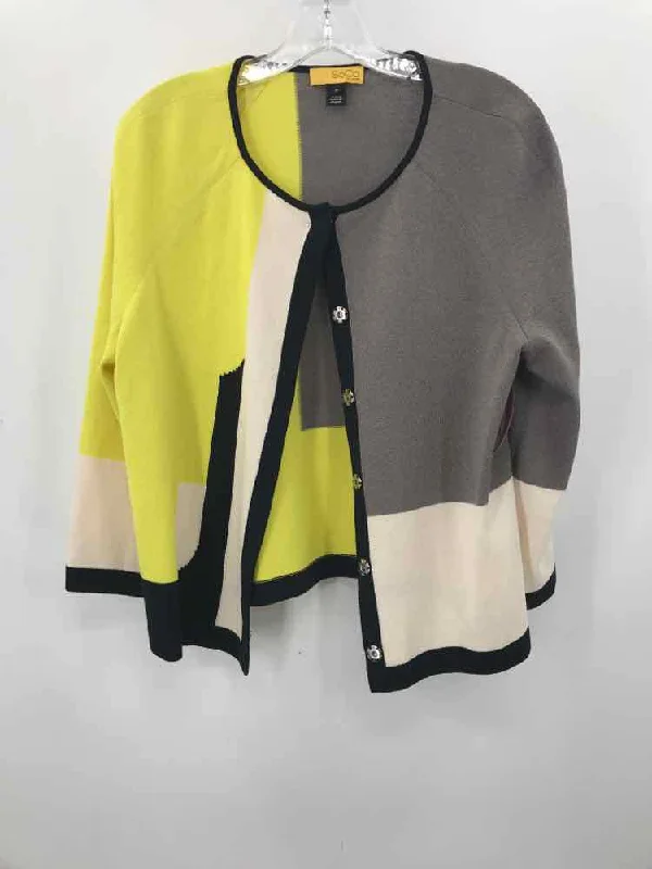 Pre-Owned Soca St John Yellow Size Medium Cardigan Sweater Plaid Cardigan Polka Dot Checkered Pre-Owned Soca St John Yellow Size Medium Cardigan Sweater Plaid Cardigan Polka Dot Checkered